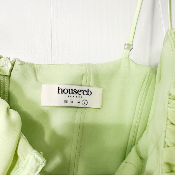 House of CB Nathalia Midi Dress Satin Pistachio Green Size Large - Picture 7 of 16